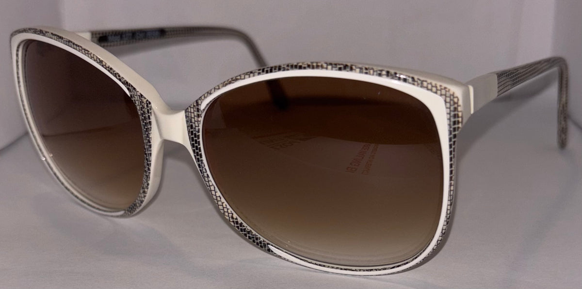 White Sunglasses with Snake-Skin Design